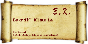 Bakró Klaudia névjegykártya